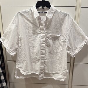 Zara White Casual Button Down Shirt
